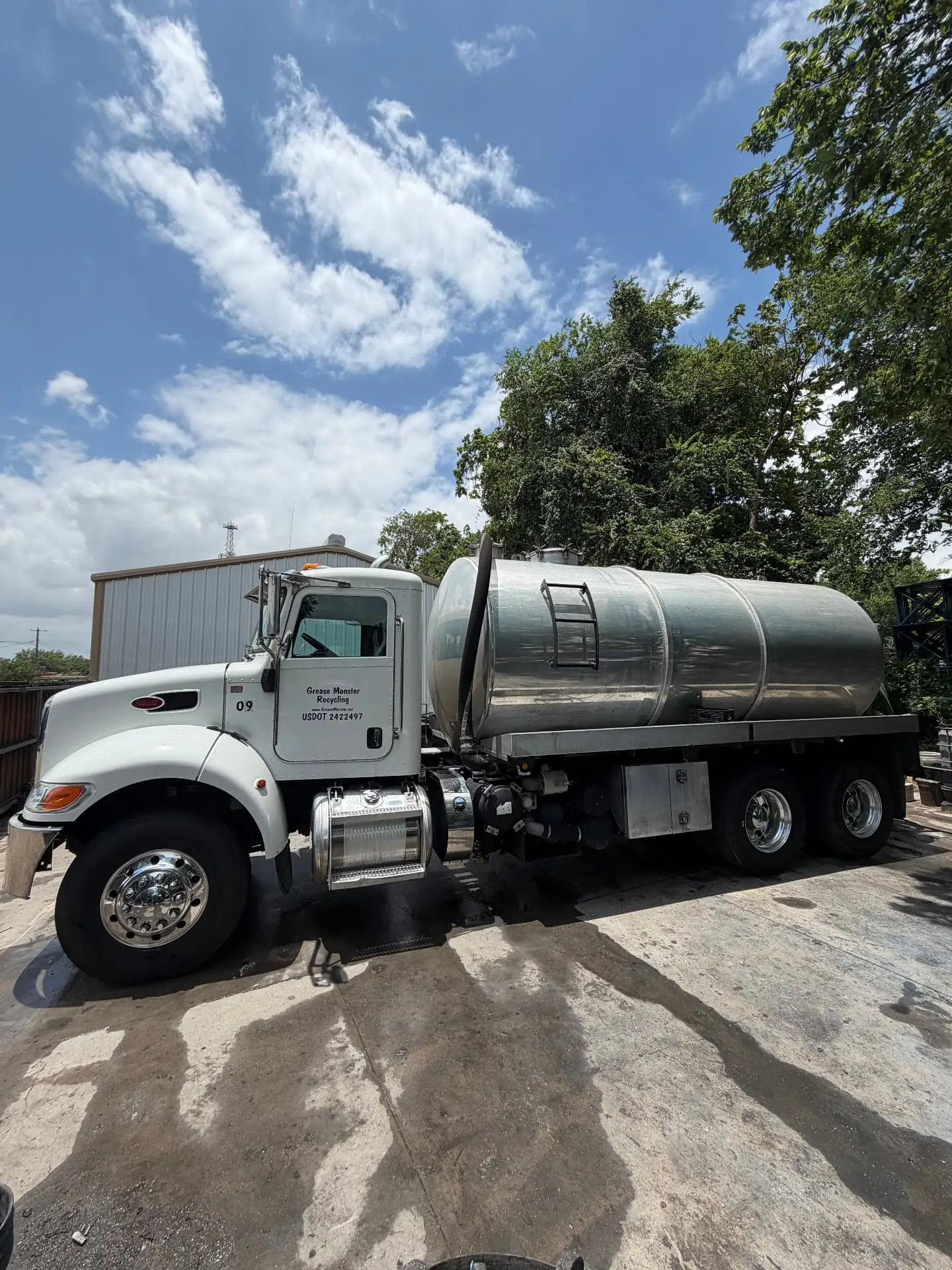 White Septic Tanker — Road Grime Removed